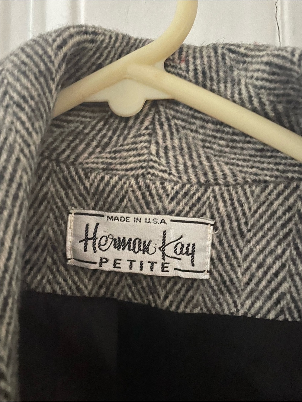 Herman Kay Women's Gray Herringbone Shawl Collar Pea Coat - Picture 3 of 4